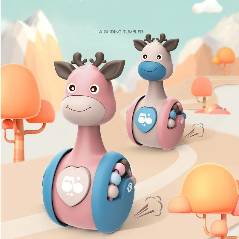 

Baby Toys 0 12 Months Cute Deer Sliding Tumbler For Children Sensory Rattles Baby Ball Soft Teether Rattle Toys For Babies