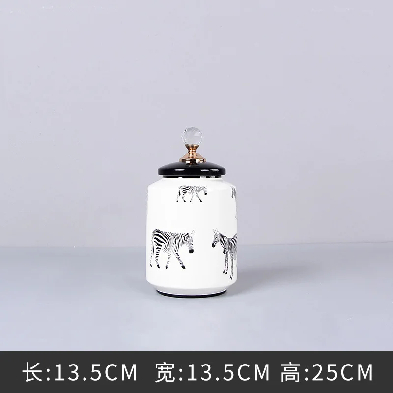 Nordic Стиль дома Гостиная зебры украшения Керамика кувшин ваза флористики цветок
