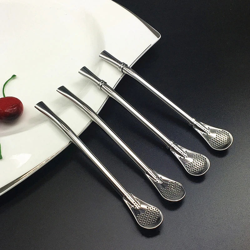 

Cocktail Spoon Tea Filter Herb Eco Friendli Stainless Steel Drinks Straw Reusable Tools Washable Accessory Bar