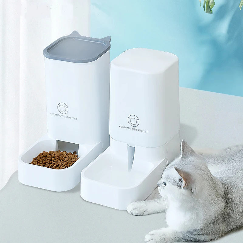 

Pets Automatic Feeder Set 3.8L Drinking Water Dispenser and 2KG Food Feeder Gravity Feeder for Cats Dogs Kitten Puppy