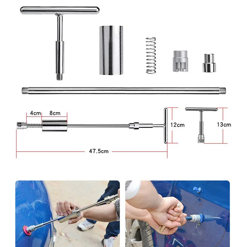 

T-Bar Slide Hammer Paintless Dent Repair Hail Removal Tool with 18pcs Glue Puller Tabs