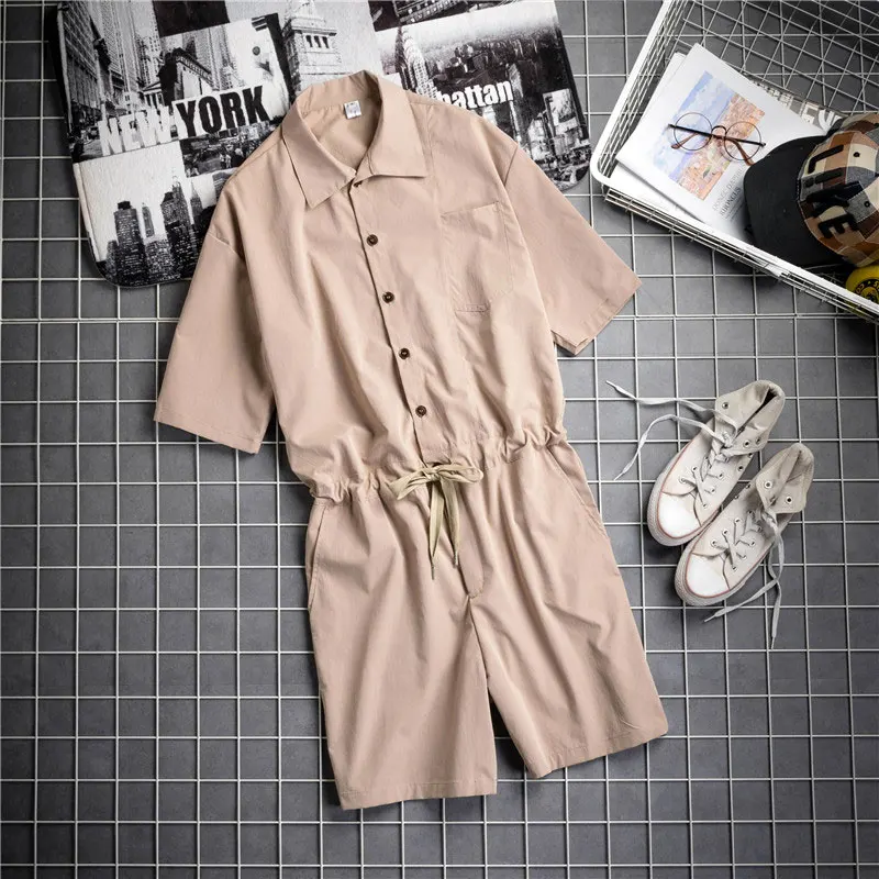 ZYYong летний мужской комбинезон с отворотами Модный повседневный удобный уличная