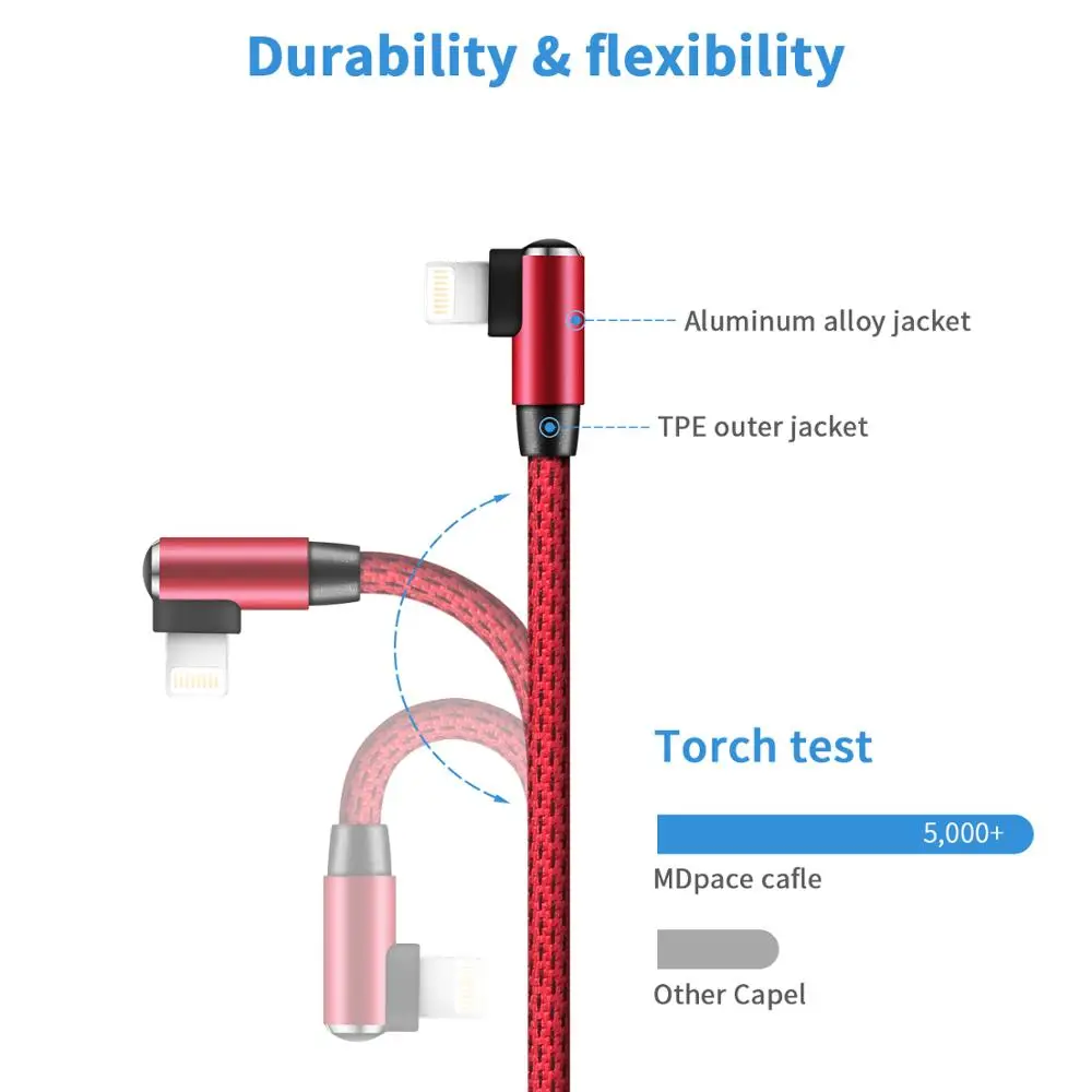 10 шт. USB кабель для зарядного устройства [сертифицирован Apple MFi] 1 м (3 3 фута)