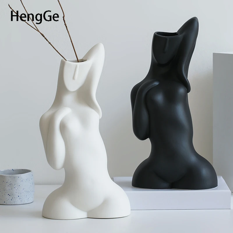 

Body Art Ceramic Vase European Decor Creative Sculpture Flower Vase Living Room Porch Dining Table Decor Home Accessories Modern