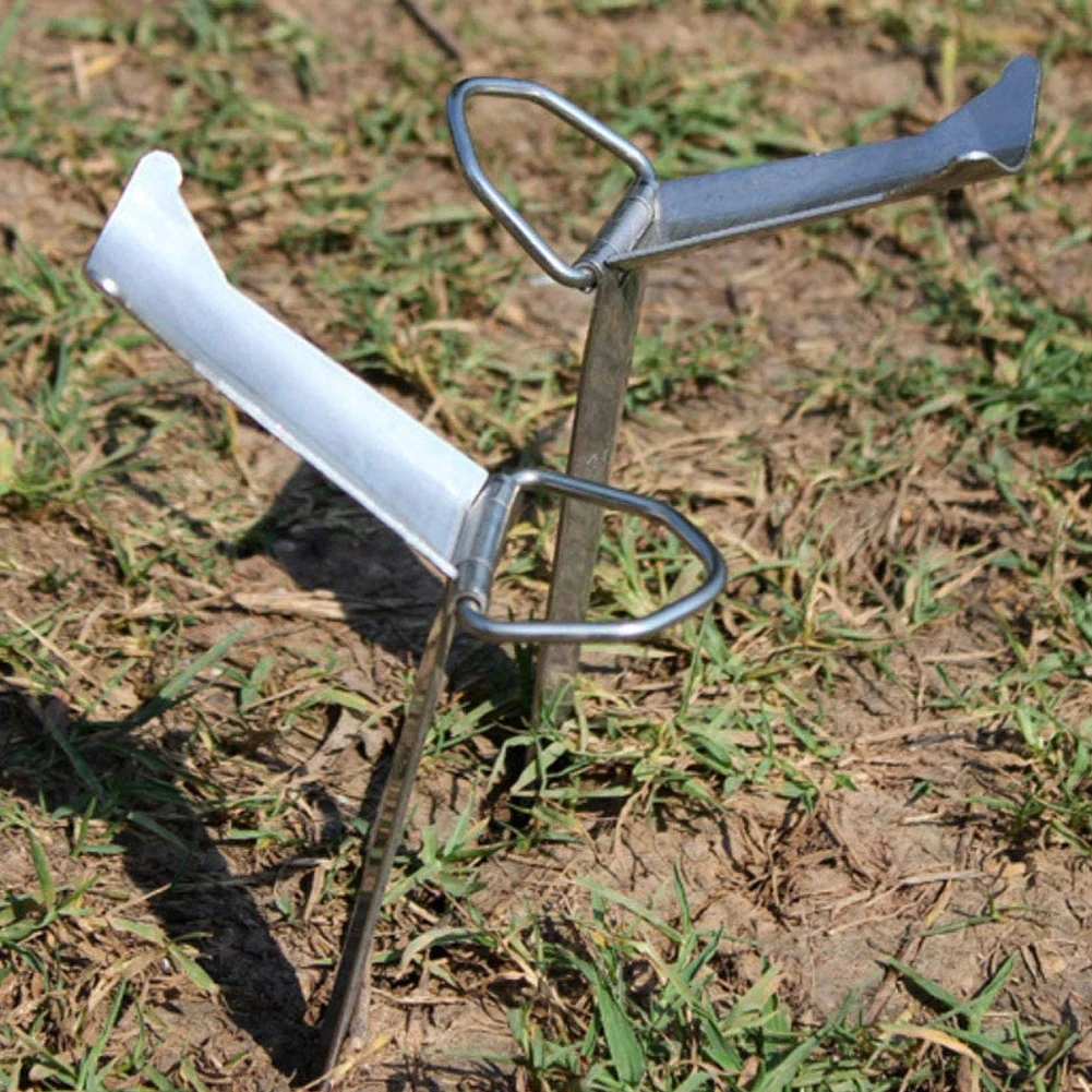 

2PCS Fishing Pole Ground Holder Stainless Steel Fish Rod Folding Ground Support Stand Fish Pole Folding Holder Aluminum