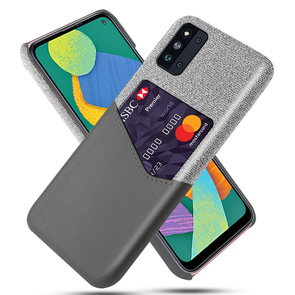 

for Samsung F52 5G mobile phone shell Galaxy protective cover cloth pattern single card holster with leather half-pack shell