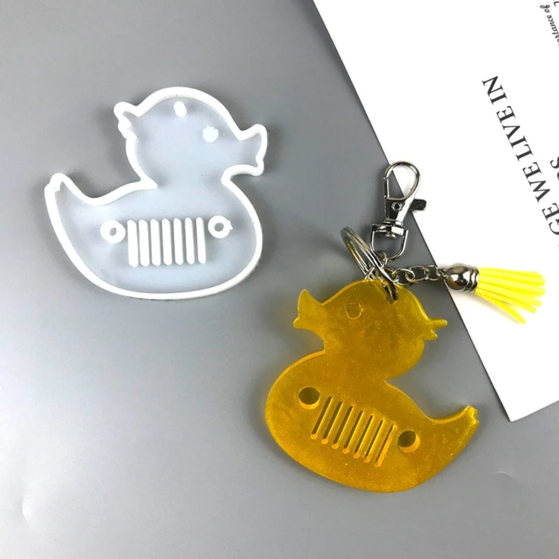 

Diy Duck Keychain Silicone Mold with Hole Keyring Pendant Handmade Mold for Valentine's Day Gift Jewelry Making