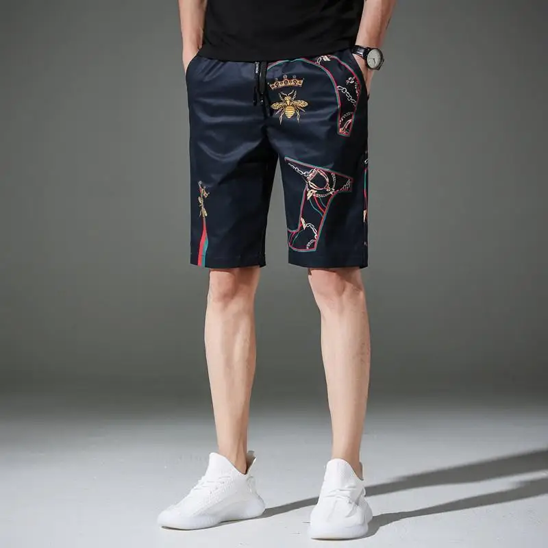 

Summer men's five-point shorts, men's beach pants, loose work casual shorts, multi-pocket sports and fitness thin pants, flower