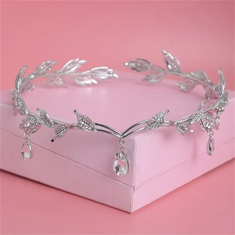 Wedding Hair Tiara Crystal Bridal Tiara Crown Silver Color Diadem Veil Tiaras Wedding Hair Accessories Headpieces Head Jewelry