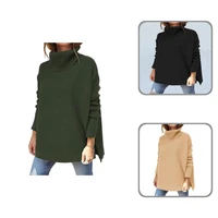charming knitted pullover warm casual batwing sleeve split hem pullover sweater pullover sweater winter sweater