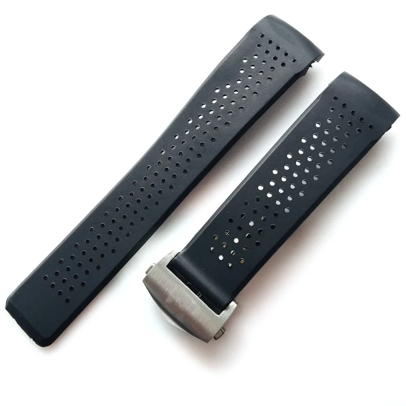 silver buckle 22 мм 24 мм силиконовые резиновые ремешки Нержавеющая сталь развертывания замена Браслет аксессуары ремешок для T-A-G часы ремешки для часов ремешок для часов - Цвет ремешка: silver buckle