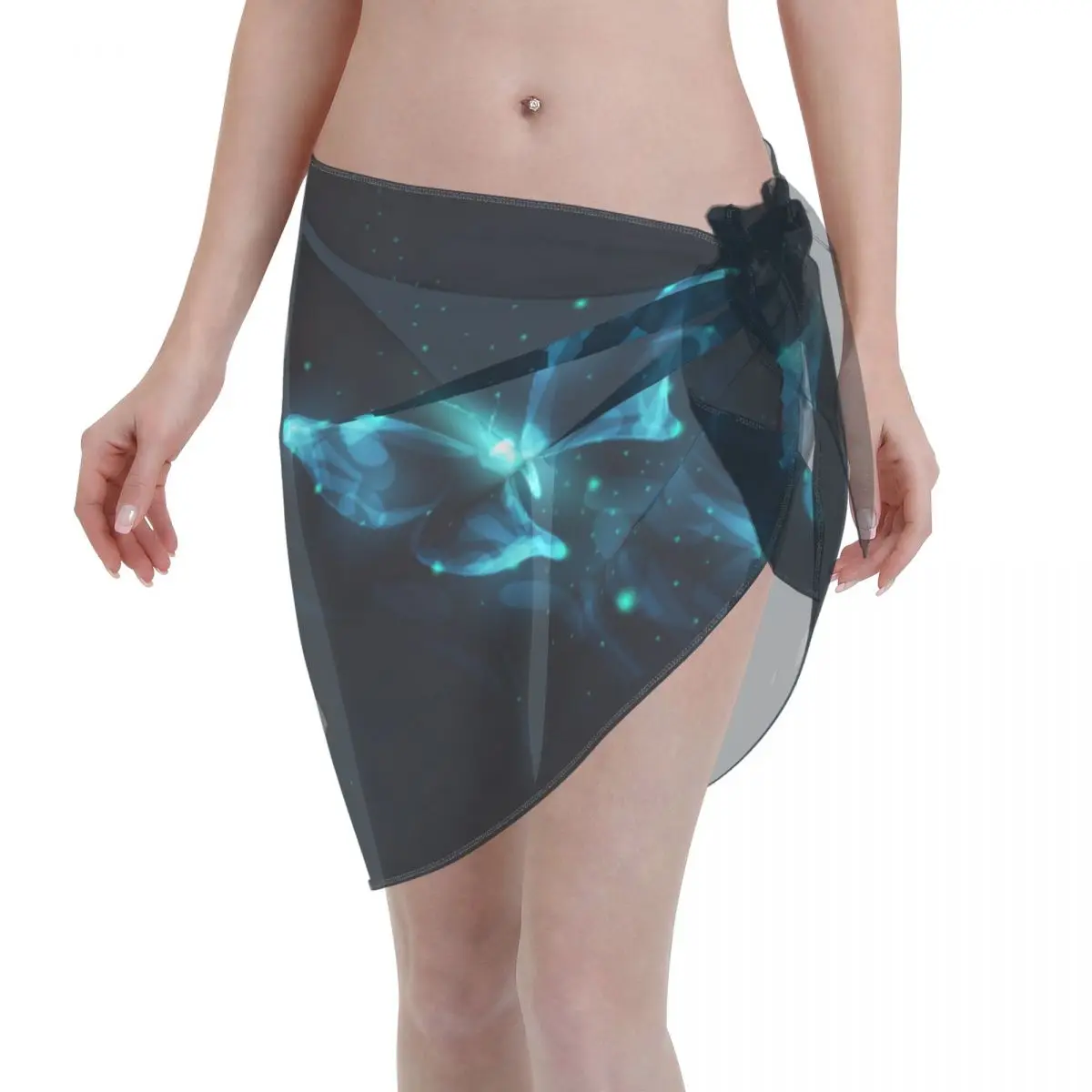 

Womens Swim Wear Bikini Cover Up Glow Lines Butterfly And Dots Beach Mini Wrap Skirt Sarong Pareo Shorts Summer Beachwear