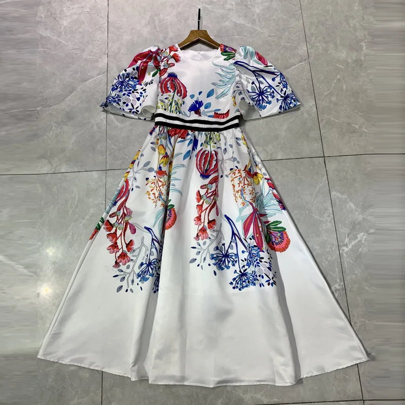 

2021 новый для подиума летние прелестные женские сандалии с буффами на рукавах с полосатым проектом обхват талии длинные платья модные вечер...