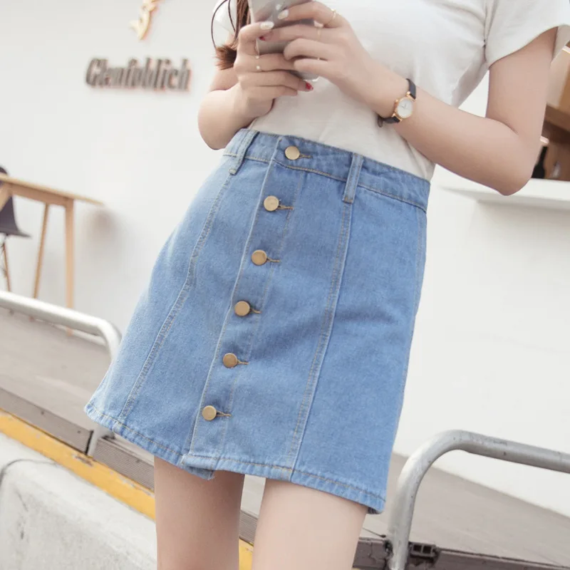 

Summer Women Denim Shorts Skirt Y2k Fashion Slim High Waist Skirt Trousers Woman Vintage Single-breasted A-Line Mini Jean Skirts