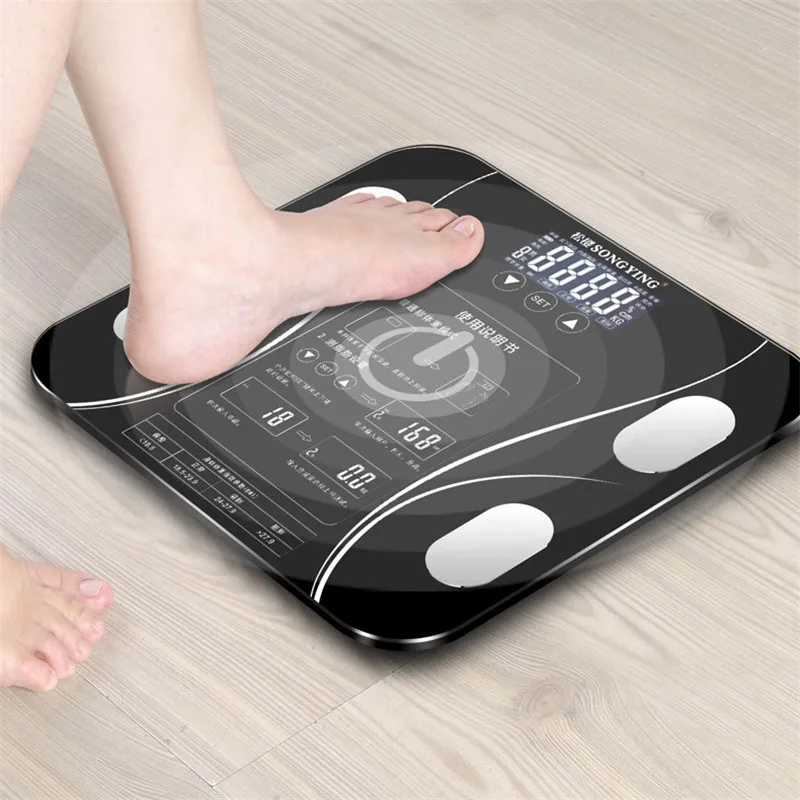 Smart Weighing Scales Floor Body Weight Bathroom Scale Smart Lcd Display Scale Body Weight  Body Fat Water Muscle Mass BMI