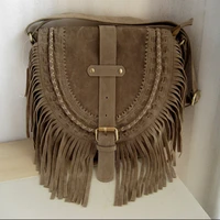 women crossbody bags suede handbags 2021 female shoppers purses fashion casual solid color large capacity tassel weave flap bags