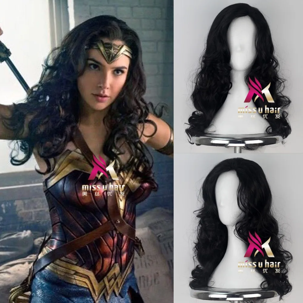 Wonder Woman Фильм чудо-женщина парик играть волос Лига Справедливости DC комиксов Косплэй Хэллоуин костюм синтетический огнеупорного волокна вечерние парики - Цвет: Wonder Woman