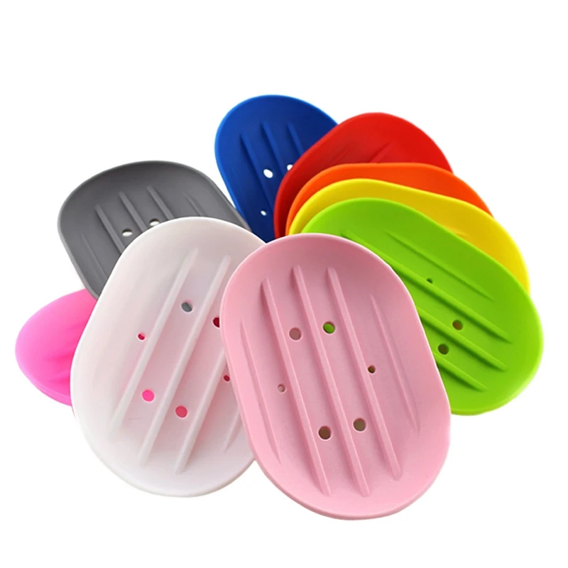 

Soft Silicone Soap Holder Non-slip Flexible Soap Dish Plate Storage Holder Soapbox Plate Tray Drain Tools