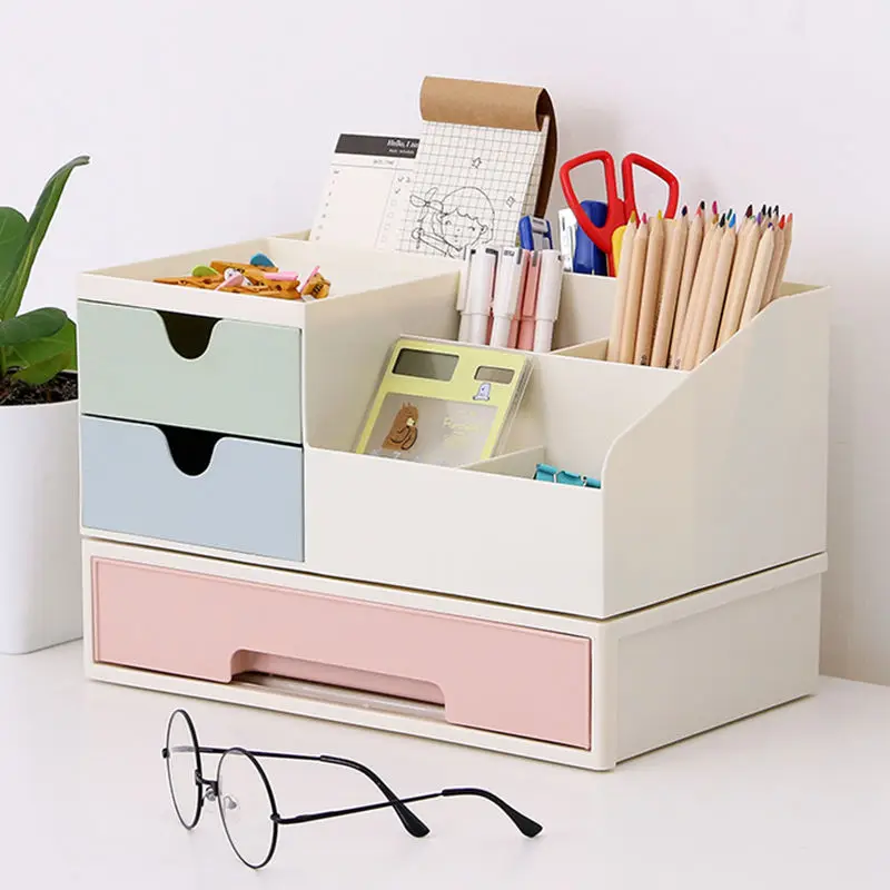 

2021 Makeup Storage Case Nail Polish Rack Lipstick Cosmetic Storage Box Holder Makeup Organizer Space-saving Desktop with Drawer
