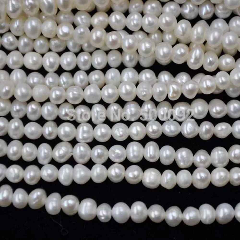 Оптовая продажа 10 нитей 4 мм пресной воды жемчуг свободные бусины струны |