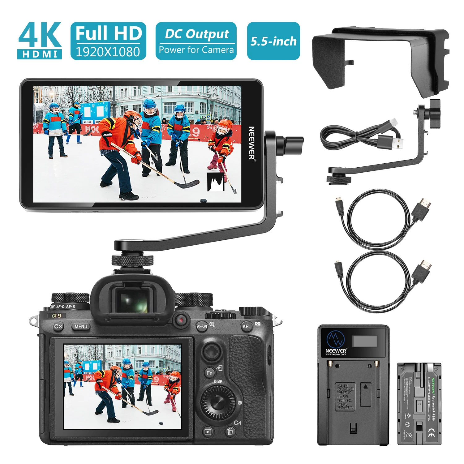 Neewer FW568 5 дюймовый полевой монитор камеры Full HD 1920x1080 IPS экран Поддержка 4K HDMI DC вход