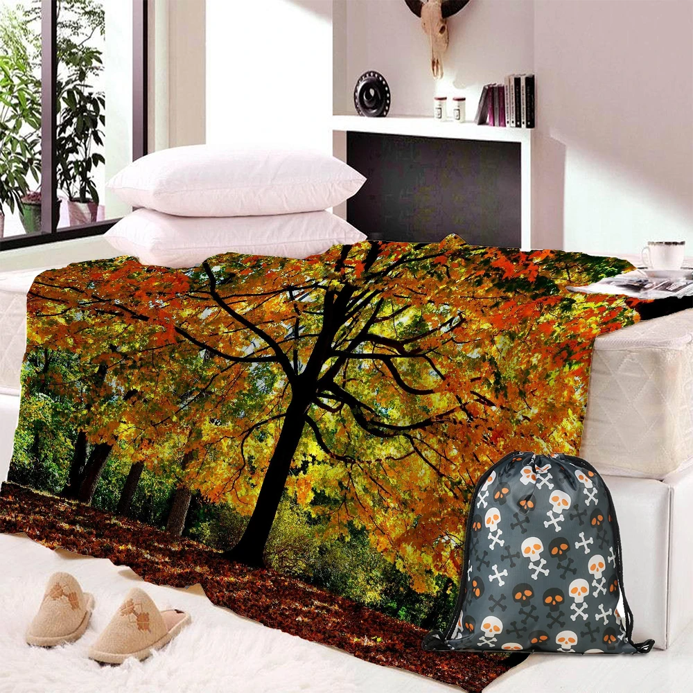 

Throw Blanket River Water Leaves Trees Forest Bedspread Coverlet Blankets Fleece Throw Cover Wrap Personalized