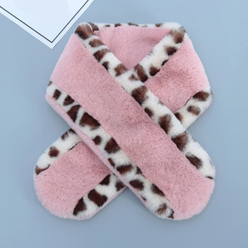 

Hot Style Ladies Leopard Scarf Thick Faux Fur Collar Cape Scarf New Fashion Crossover Plush Scarf Warm Neckerchief For Winter
