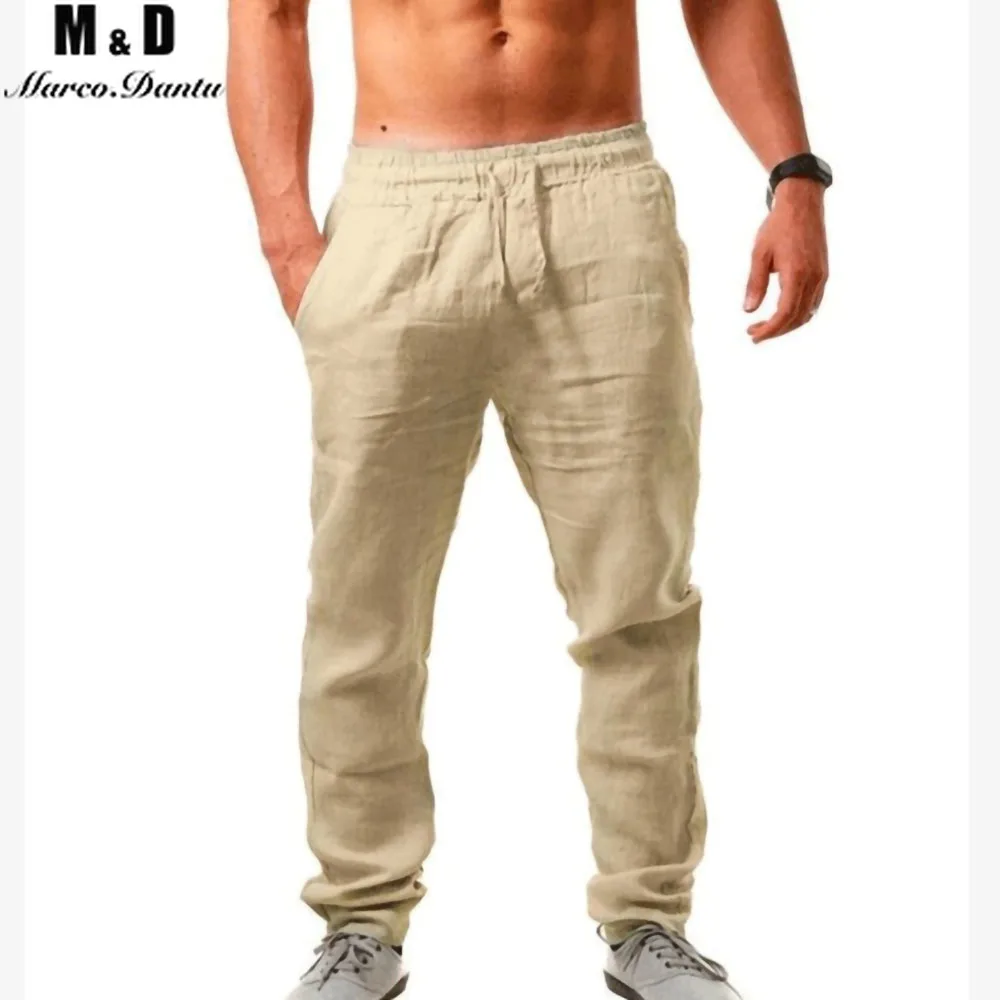 Новинка 2021 мужские брюки из хлопка и льна летние дышащие однотонные льняные