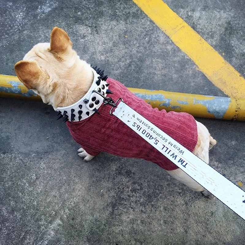 Прочный заклёпный ошейник для собак с острым шипами кожаный поводок щенков