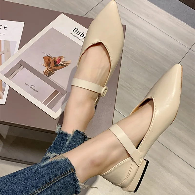 Туфли EOEODOIT женские кожаные с острым носком элегантная обувь на плоской подошве