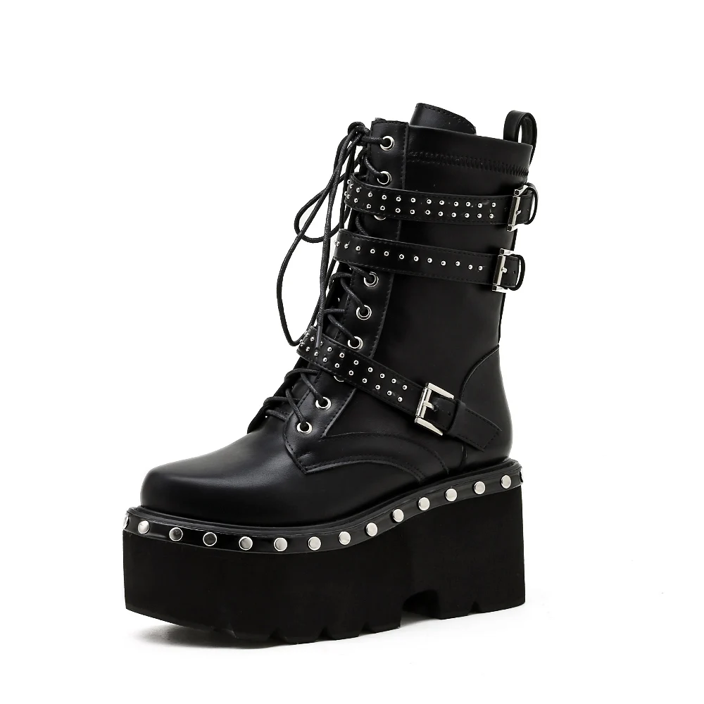 

Sexy Thick-heeled Rivets Velvet Women's Boots Shoes Winter Short Boots Martin Boots