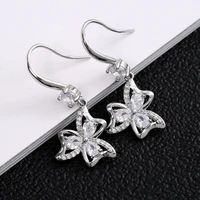 2021 new lucky three leaf clover dangle earrings for women white zircon silver color female drop jewelry party accessories gifts