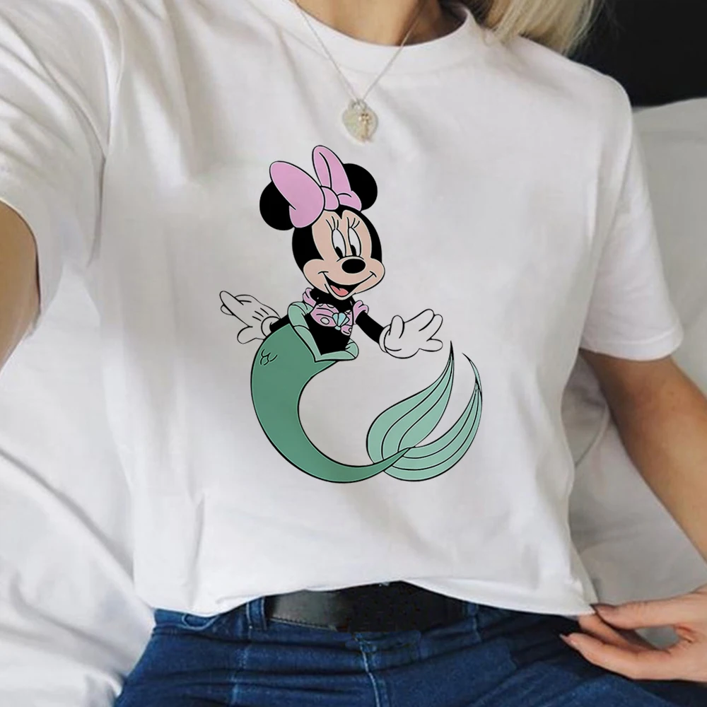 

Minnie Cos The Little Mermaid Disney Women T-Shirts Dropship Fashion Top Clothes Harajuku O-Neck T Shirts Female Comfort Tshirts