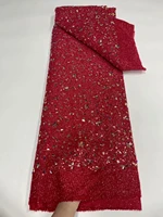 red color sequined swiss voile lace in switzerland dazzling design 2021 nigerian sequins women dress mesh tulle net material
