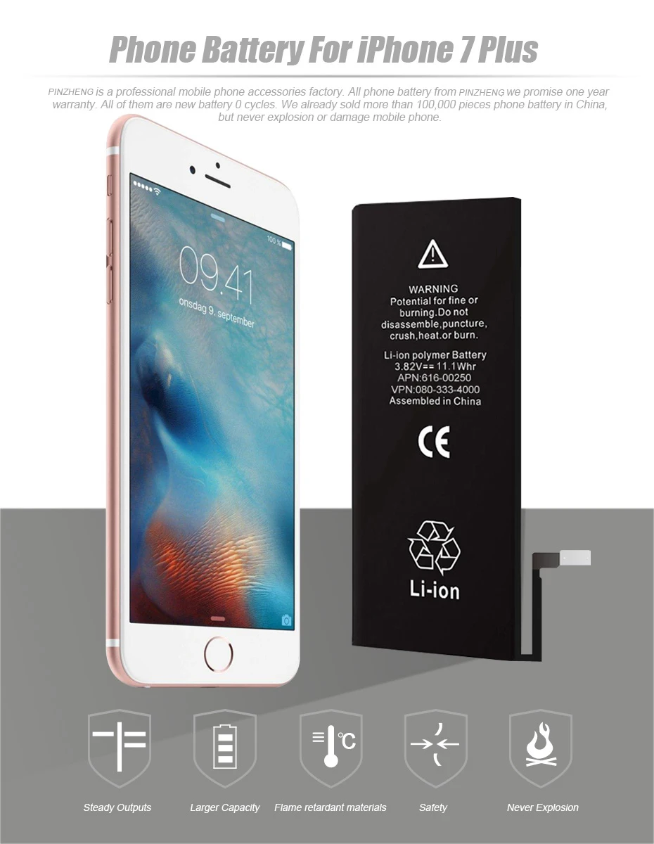 PINZHENG Оригинальная батарея для мобильного телефона для iPhone 7 Plus Оригинальная батарея 2900 емкость сменные батареи для телефона