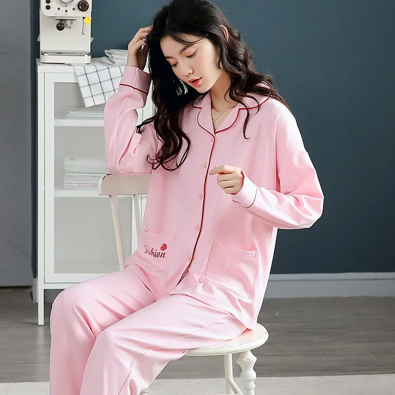 

Autumn Pijama Kawaii Cotton Pajamas Set Women Pyjama Homewear Cardigan Sleepwear Casual Loose Night Suit Female Pujamas Mujer