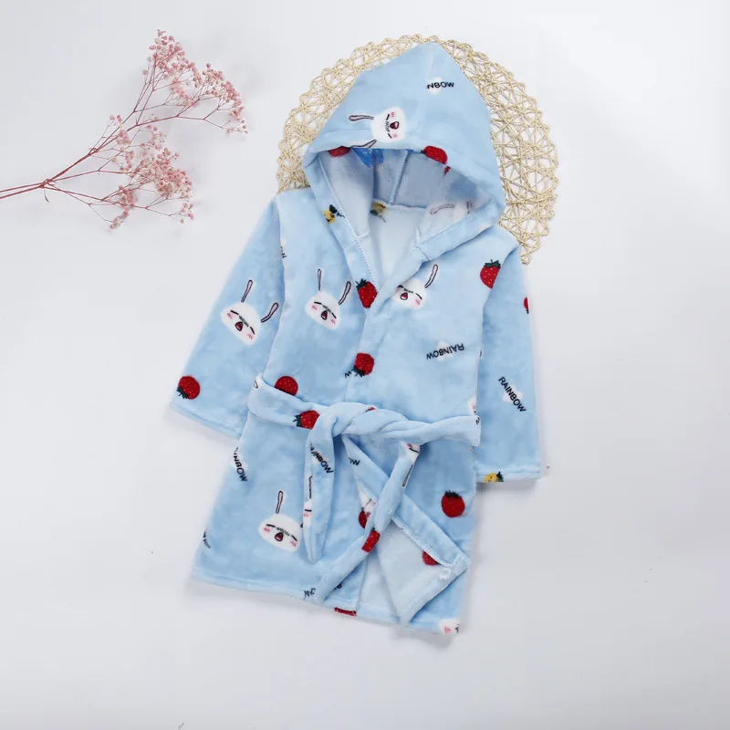 Халат детский с капюшоном и длинным рукавом мультяшный банный халат для