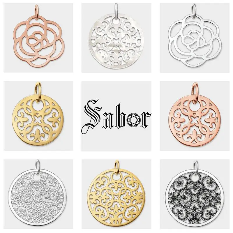 Арабика орнамент Роза Круглые Подвески модные ювелирные изделия серебряный цвет