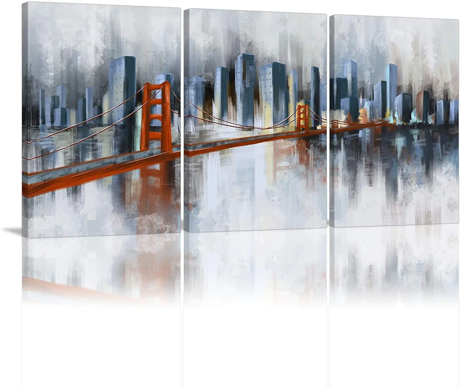 

Abstract Canvas Wall Art 3 Panels Kitchen Decor San Francisco Bridge Print Poster Picture Artworks For Bedroom Living Room Gifts