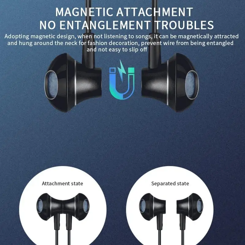 

BT92 Bluetooth 5.0 Wireless Sports Headphones Metal Magnetic Neck Hanging In-Ear Stereo Headset Fone De Ouvido Audifonos Earbuds