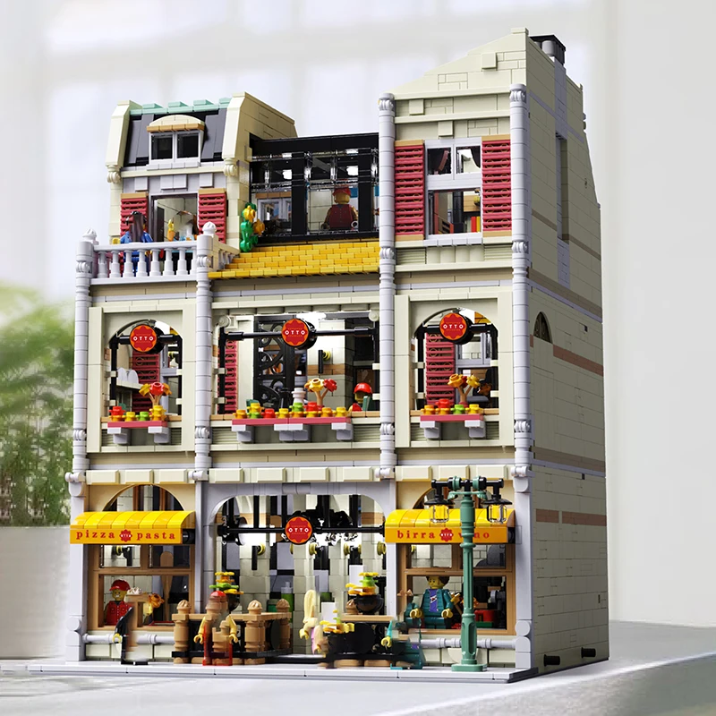 

Urge New Product Creative Street View Flagship Pizza Shop Model Modular Building Blocks Toys Assembly Brick Christmas Gift