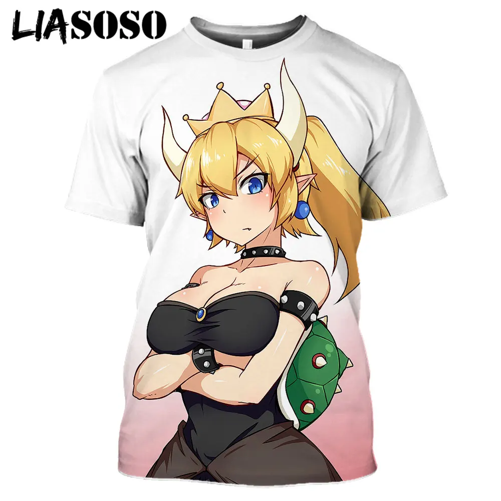 

LIASOSO 3D Print Anime Bowsette T-shirt Women Men's Sexy Girl Tshirt O-Neck Pullover Casual Hip Hop Short Sleeve Tops ​Clothin