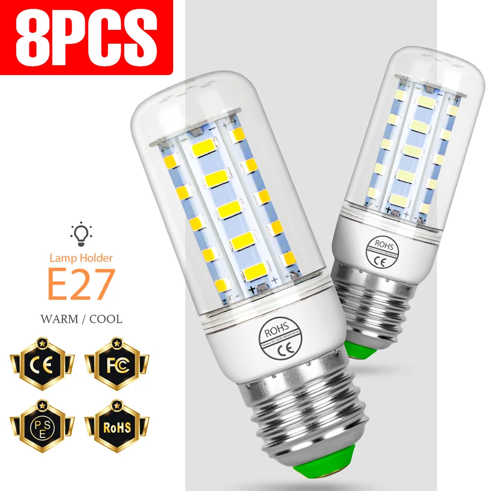 

8PCS E27 LED Bulb 220V Led Corn Lamp GU10 Led Candle Light Bulb E14 Bombilla G9 LED Bulb B22 Lampara Home 3W 5W 7W 9W 12W 15W
