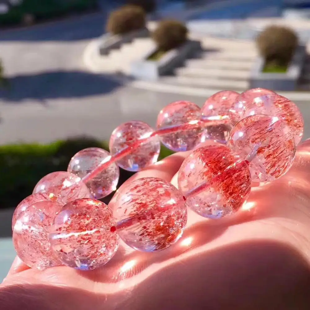 16 8mm натуральный лепидокрокита Кварц Браслет красный супер семь Камень круглые