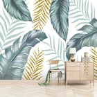 Настенная роспись на заказ, Скандинавская абстрактная настенная живопись с листьями, Современная Фреска 3D для спальни, гостиной, столовой, декоративные обои