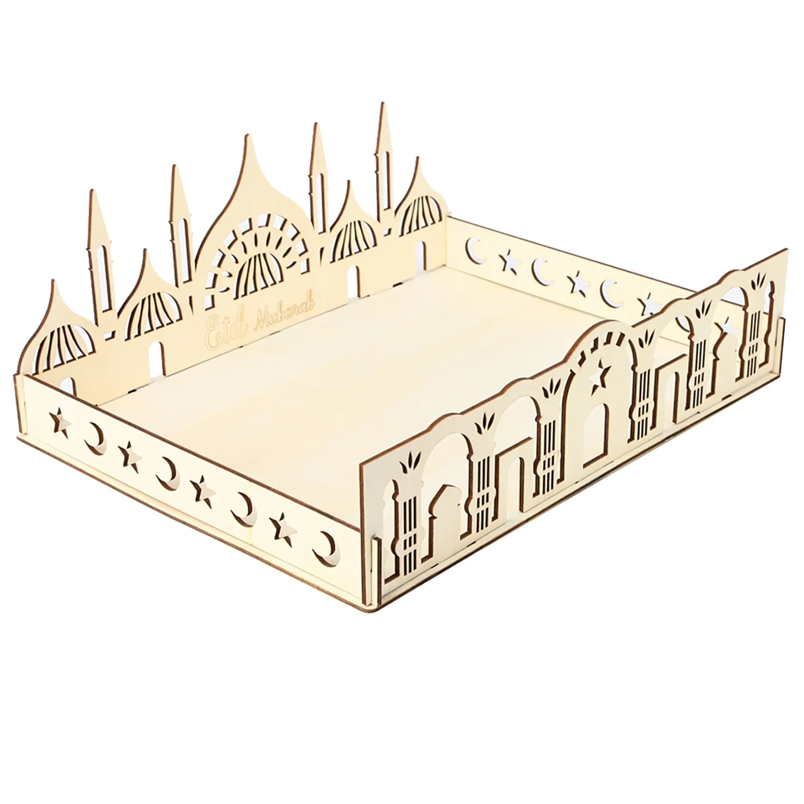 

Easy To Clean Ramadan Gulbang Dessert Tray Artistic Plates Wooden Dessert Plates Desktop Food Storage Tray Reusable
