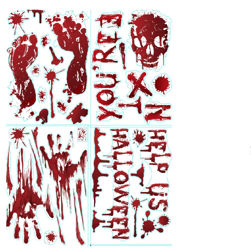 

Halloween Decorations Blood Prints Wall Sticker Blood Footprints Handprints Ghost Axe Props Window Stickers Holiday Carnival