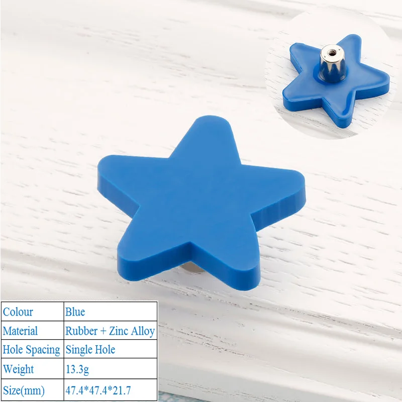 Blue 6260-Single LBA, детские резиновые дверные ручки, милые розовые, желтые, синие, Звездные, лунные, облачные, кухонные ручки и ручки для шкафа, мебельные ручки для выдвижных ящиков - Цвет: Blue 6260-Single