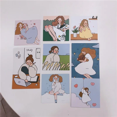 SIXONE Ins 8 комплектов милых девушек творческие декоративные открытки открытка