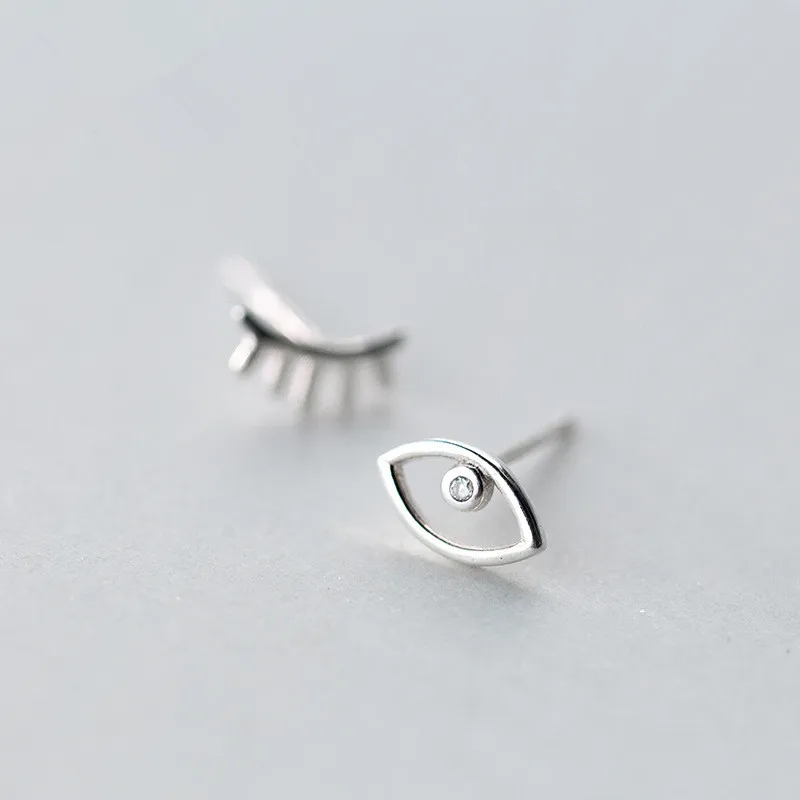 

925 Sterling Silver Eyebrow Eye Stud Earrings For Women Girls Jewelry Pendientes A088